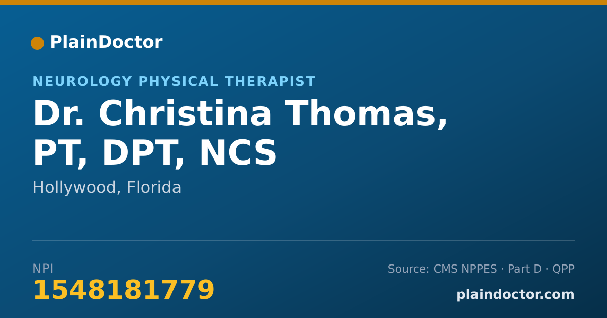 Shareable card for Christina Thomas, PT, DPT, NCS - Neurology Physical Therapist, Hollywood, FL