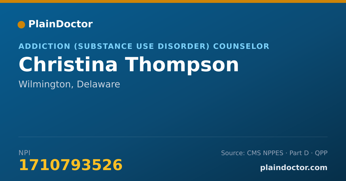 Shareable card for Christina Thompson - Addiction (Substance Use Disorder) Counselor, Wilmington, DE