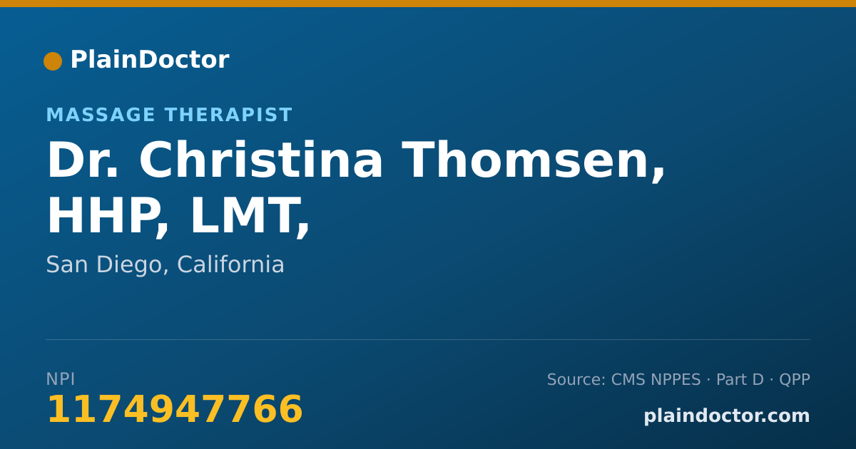 Shareable card for Christina Thomsen, HHP, LMT, - Massage Therapist, San Diego, CA