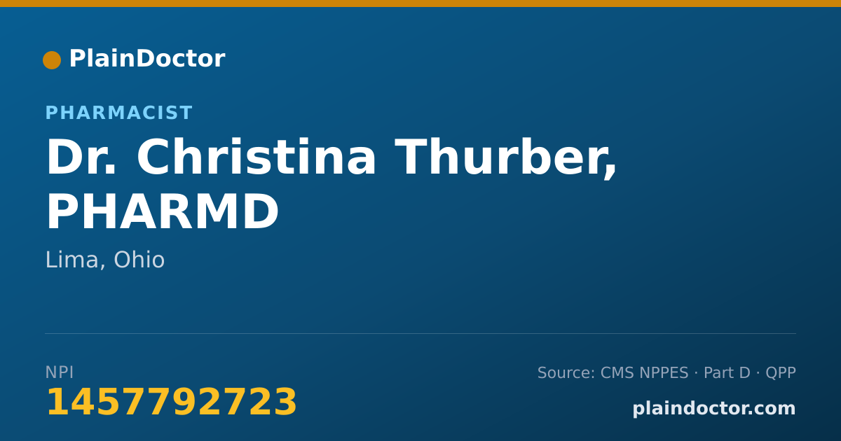 Shareable card for Christina Thurber, PHARMD - Pharmacist, Lima, OH
