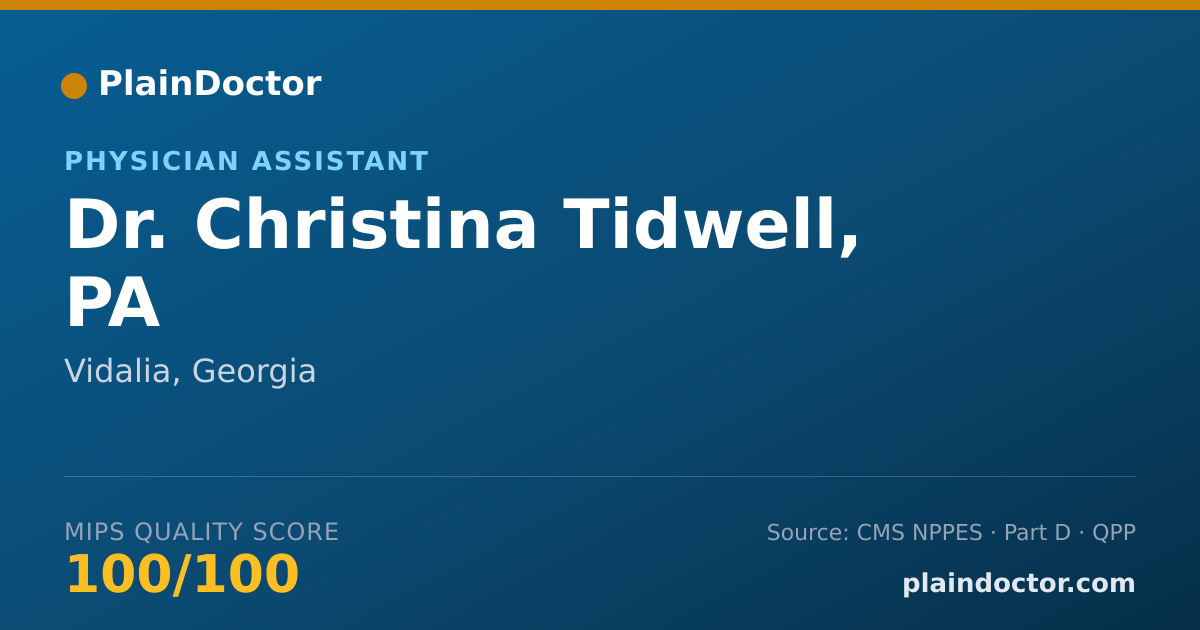 Shareable card for Christina Tidwell, PA - Physician Assistant, Vidalia, GA