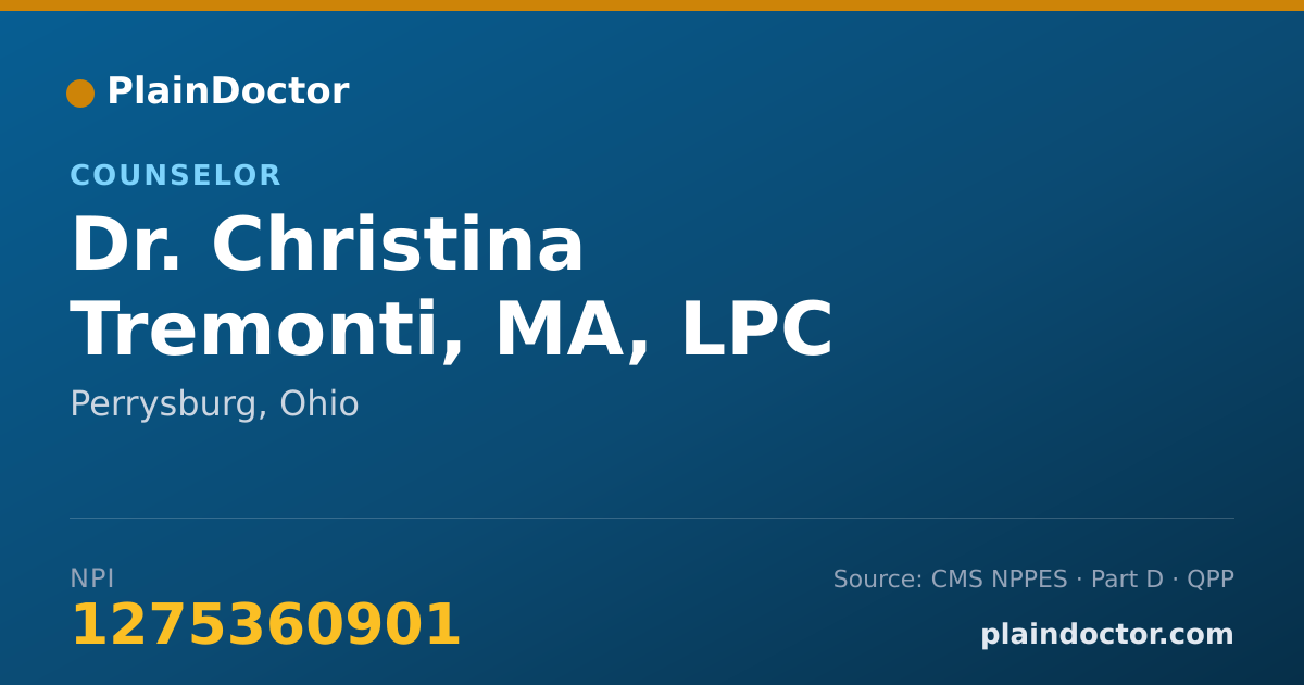 Shareable card for Christina Tremonti, MA, LPC - Counselor, Perrysburg, OH