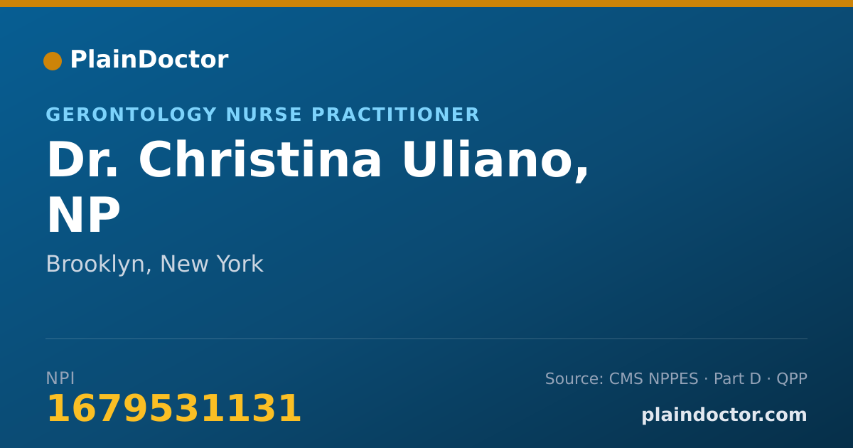 Shareable card for Christina Uliano, NP - Gerontology Nurse Practitioner, Brooklyn, NY