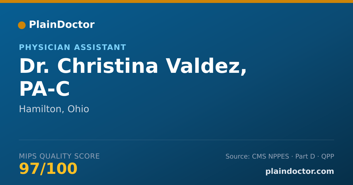 Shareable card for Christina Valdez, PA-C - Physician Assistant, Hamilton, OH