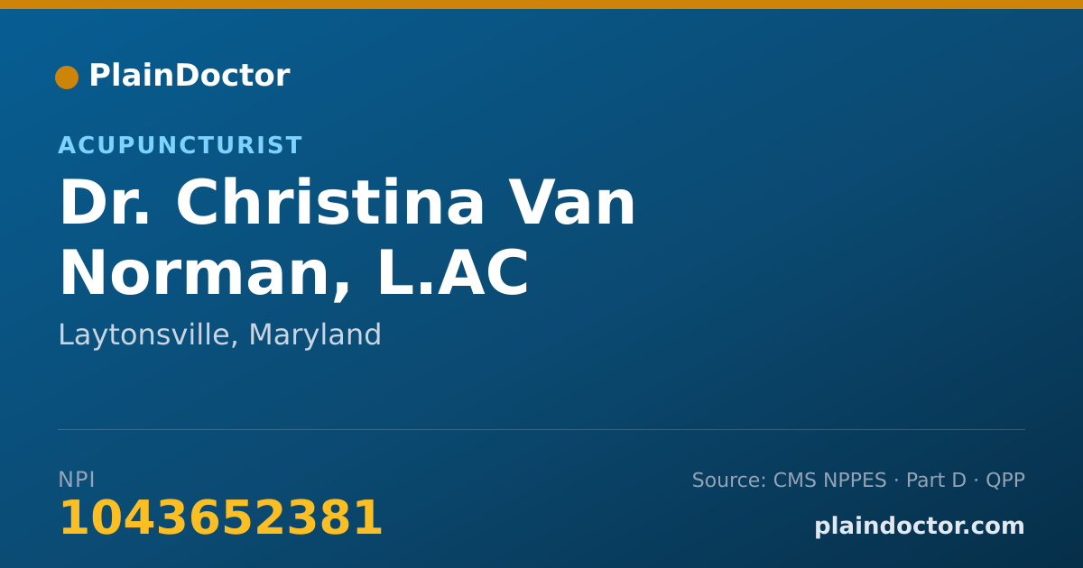 Shareable card for Christina Van Norman, L.AC - Acupuncturist, Laytonsville, MD