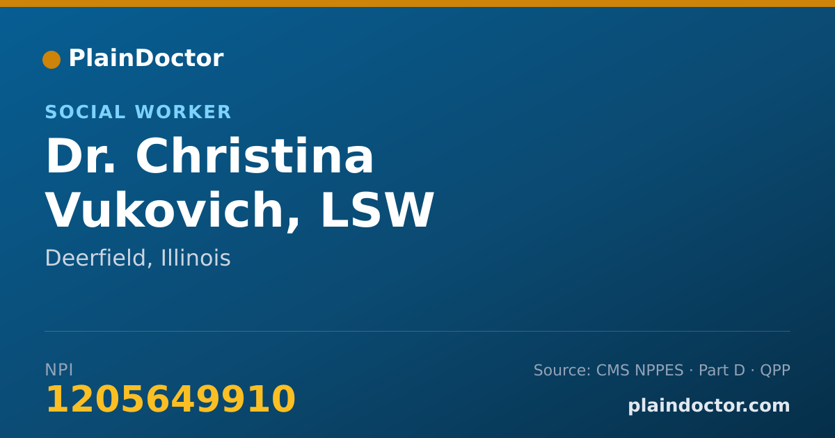 Shareable card for Christina Vukovich, LSW - Social Worker, Deerfield, IL