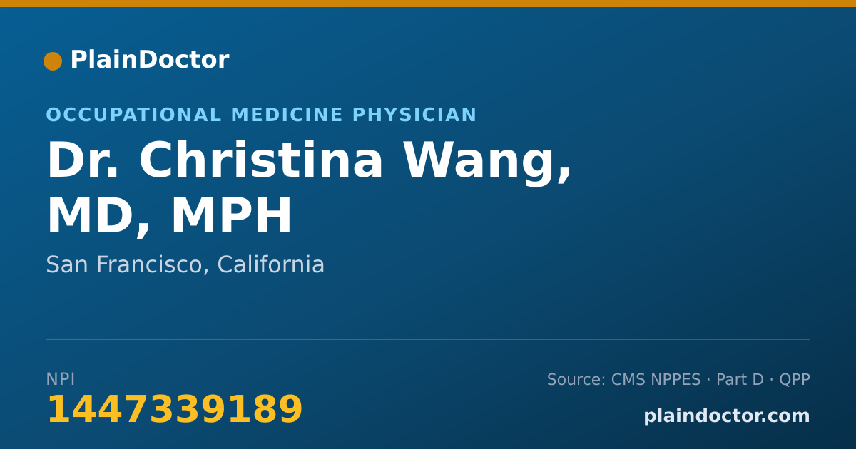 Shareable card for Christina Wang, MD, MPH - Occupational Medicine Physician, San Francisco, CA