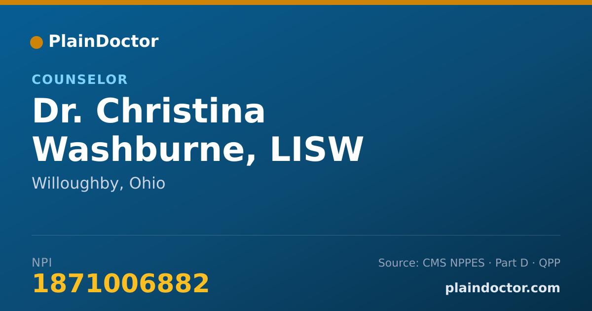 Shareable card for Christina Washburne, LISW - Counselor, Willoughby, OH