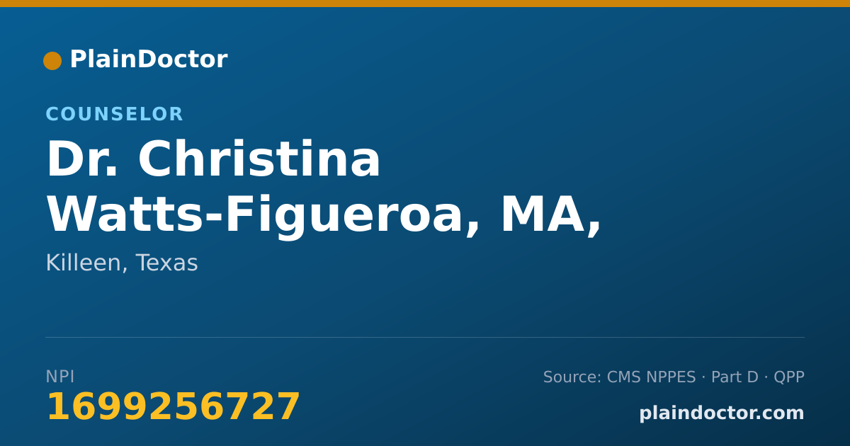 Shareable card for Christina Watts-Figueroa, MA, LMFTS, LPC, RPTS - Counselor, Killeen, TX
