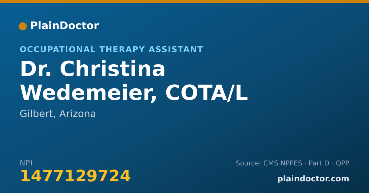 Shareable card for Christina Wedemeier, COTA/L - Occupational Therapy Assistant, Gilbert, AZ