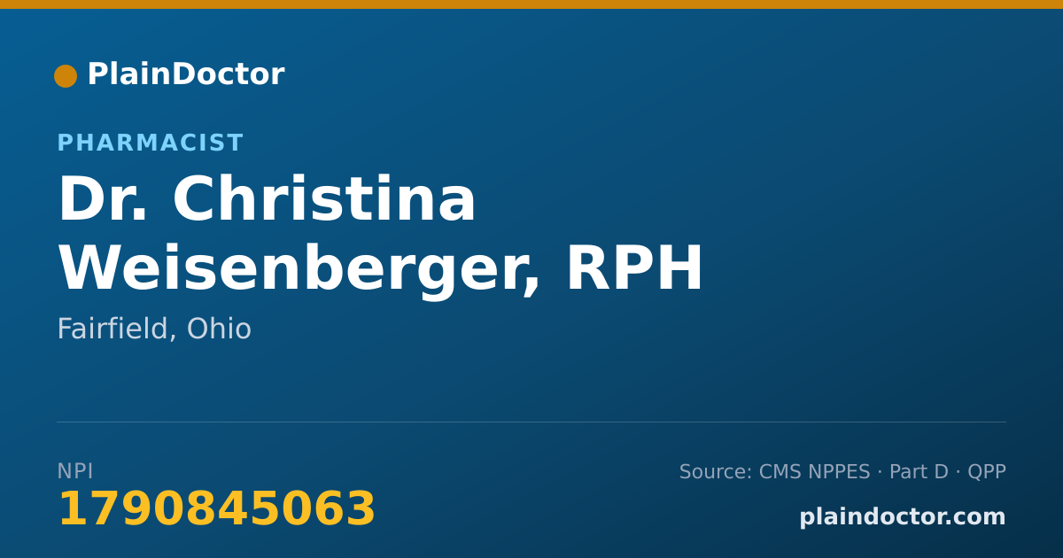 Shareable card for Christina Weisenberger, RPH - Pharmacist, Fairfield, OH