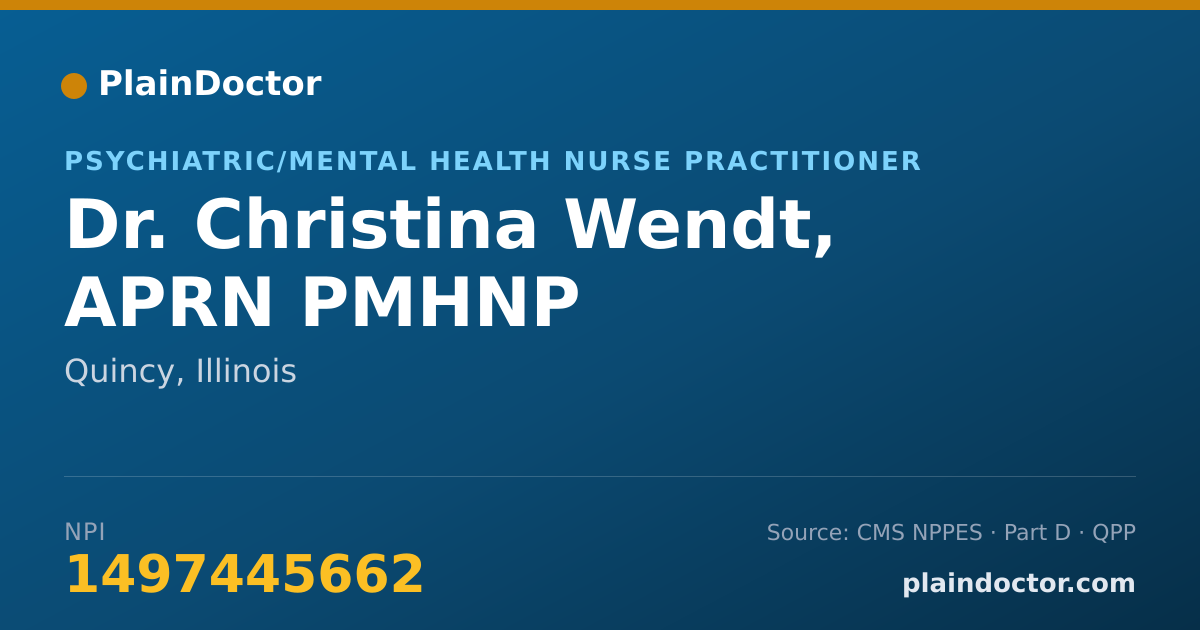 Shareable card for Christina Wendt, APRN PMHNP - Psychiatric/Mental Health Nurse Practitioner, Quincy, IL