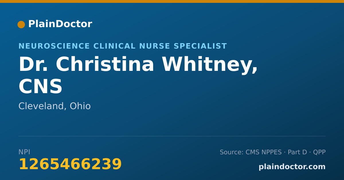 Shareable card for Christina Whitney, CNS - Neuroscience Clinical Nurse Specialist, Cleveland, OH