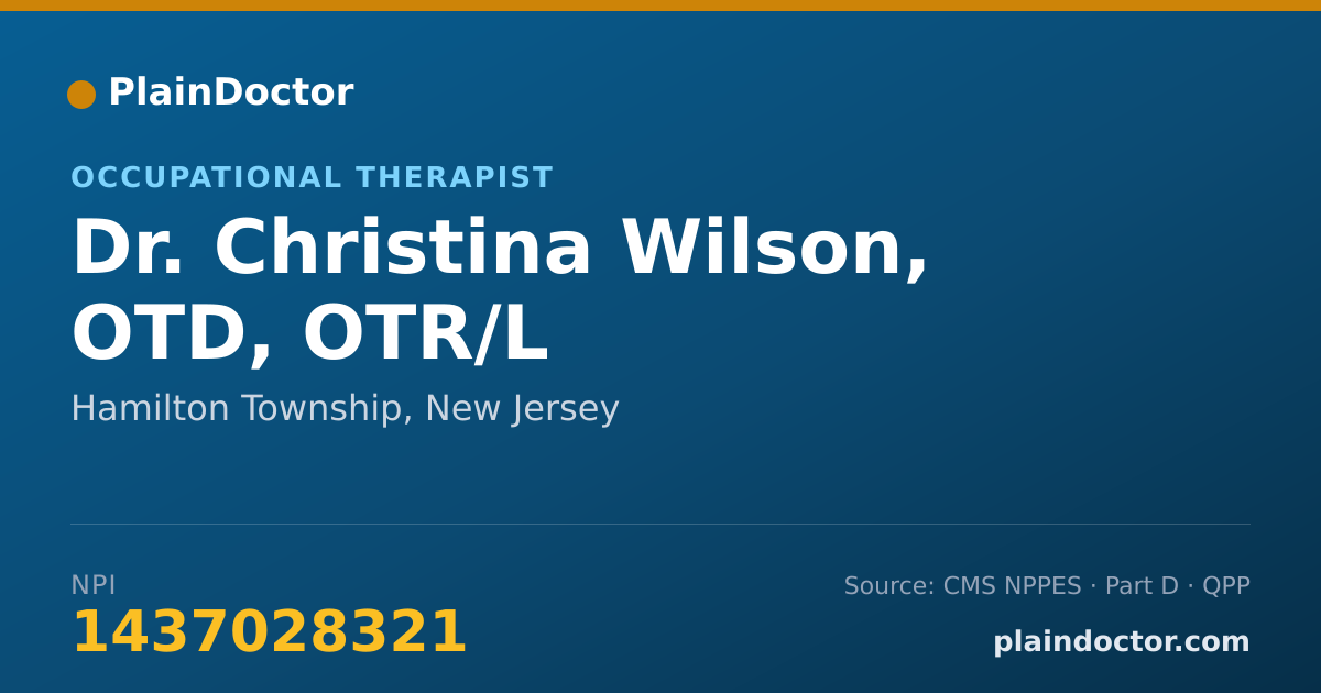 Shareable card for Christina Wilson, OTD, OTR/L - Occupational Therapist, Hamilton Township, NJ