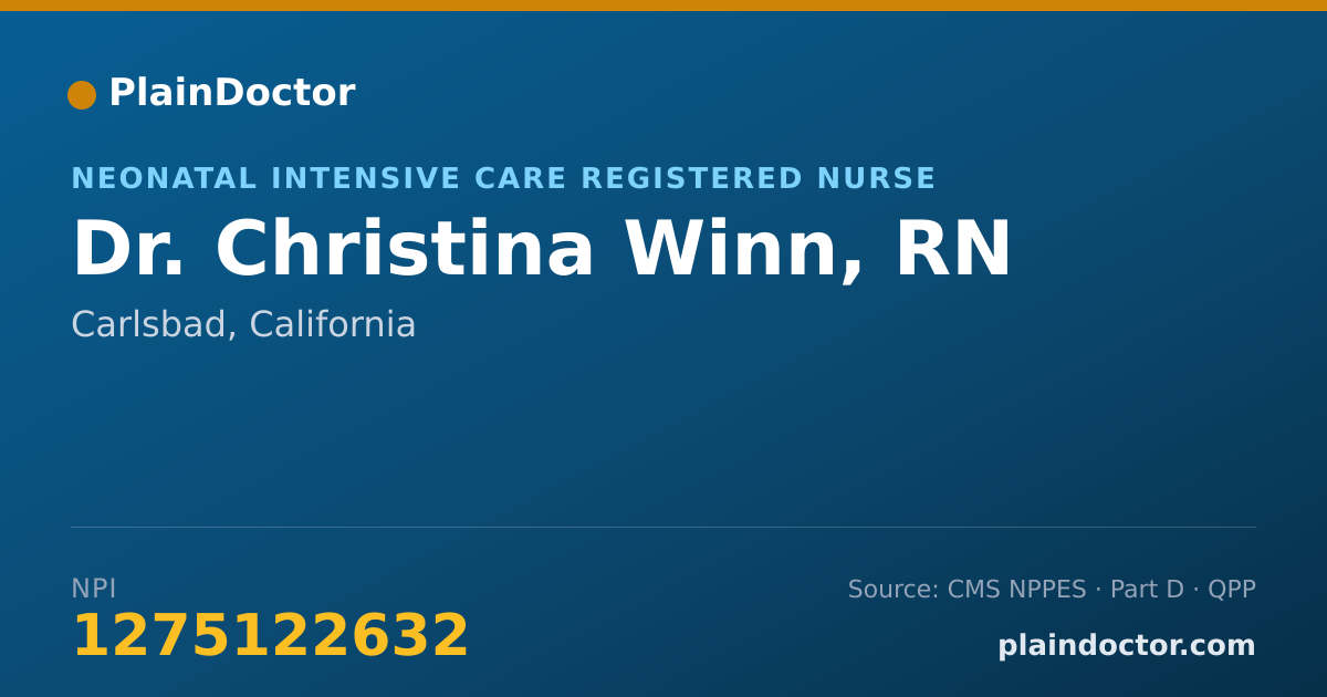 Shareable card for Christina Winn, RN - Neonatal Intensive Care Registered Nurse, Carlsbad, CA