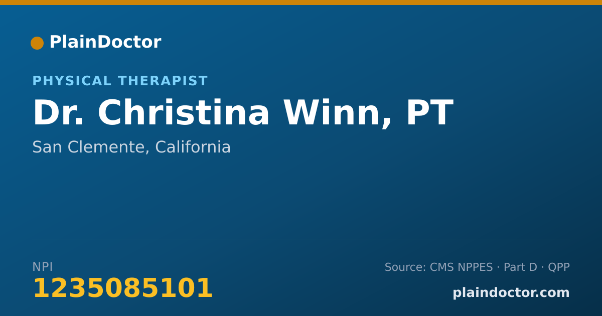 Shareable card for Christina Winn, PT - Physical Therapist, San Clemente, CA