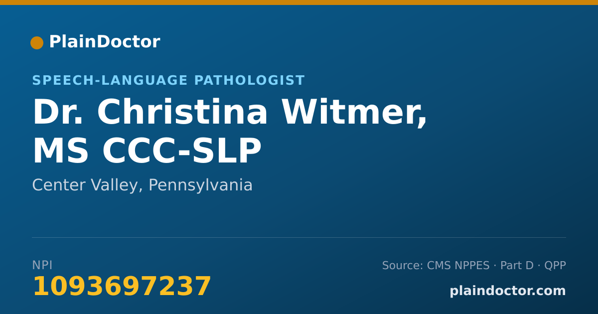 Shareable card for Christina Witmer, MS CCC-SLP - Speech-Language Pathologist, Center Valley, PA