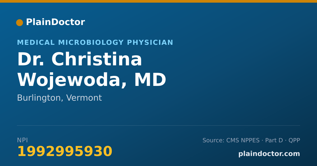 Shareable card for Christina Wojewoda, MD - Medical Microbiology Physician, Burlington, VT