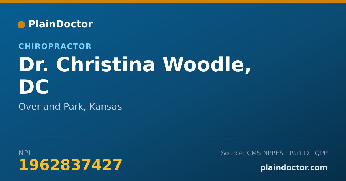 Shareable card for Christina Woodle, DC - Chiropractor, Overland Park, KS