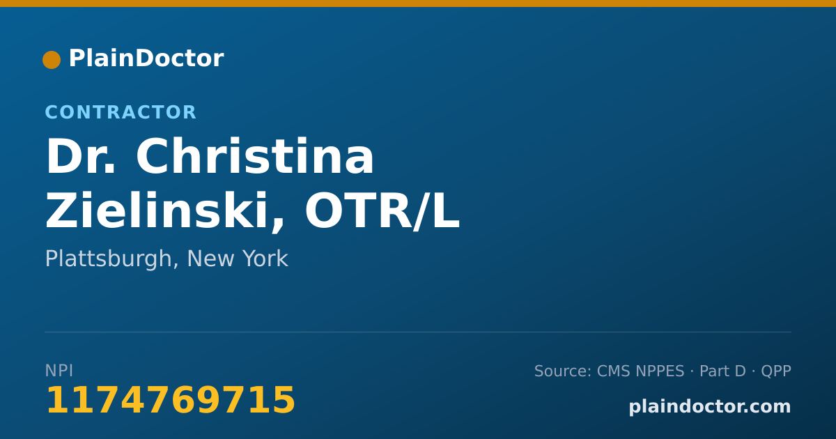 Shareable card for Christina Zielinski, OTR/L - Contractor, Plattsburgh, NY