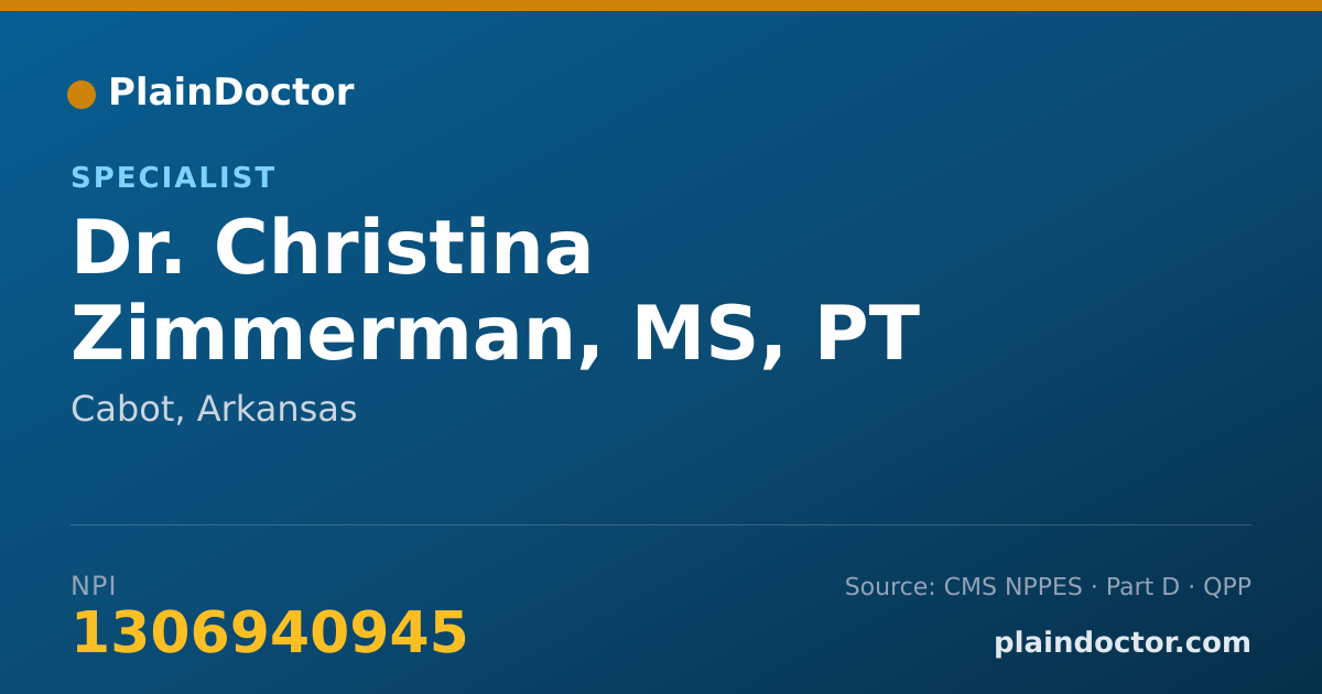 Shareable card for Christina Zimmerman, MS, PT - Specialist, Cabot, AR