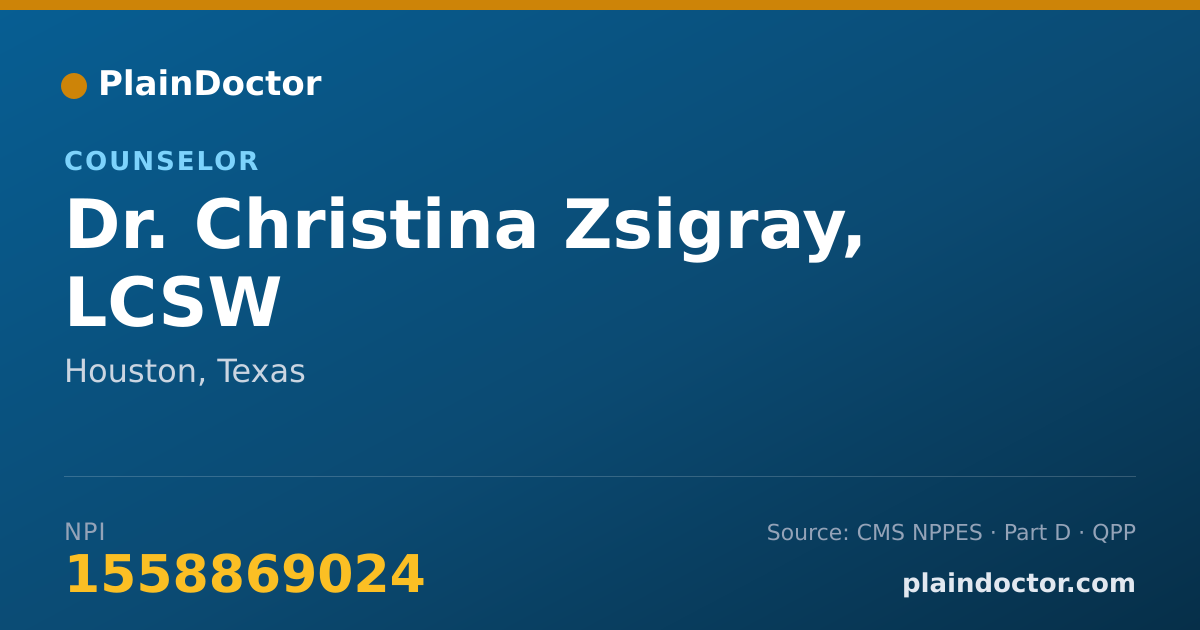 Shareable card for Christina Zsigray, LCSW - Counselor, Houston, TX