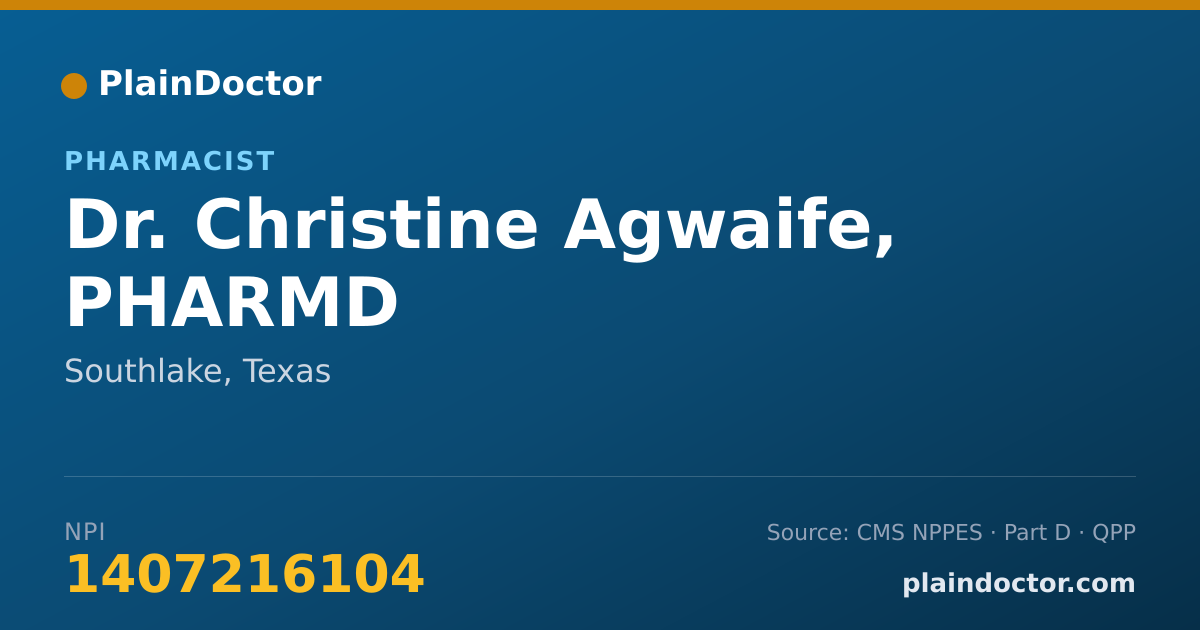 Shareable card for Christine Agwaife, PHARMD - Pharmacist, Southlake, TX