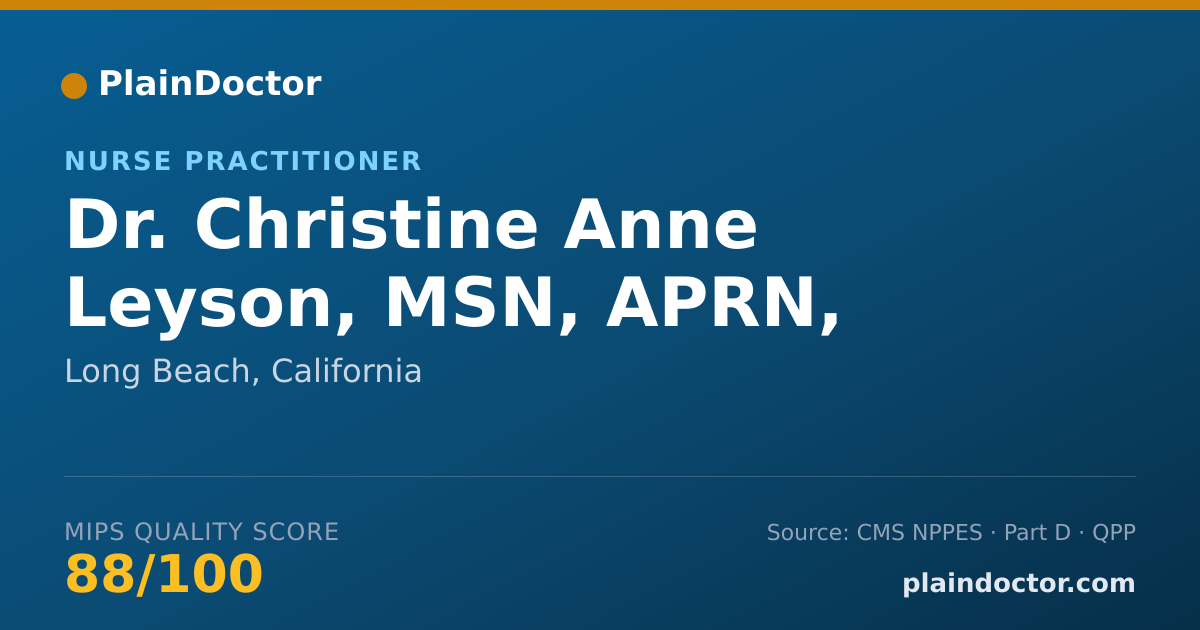 Shareable card for Christine Anne Leyson, MSN, APRN, AGACNP - Nurse Practitioner, Long Beach, CA