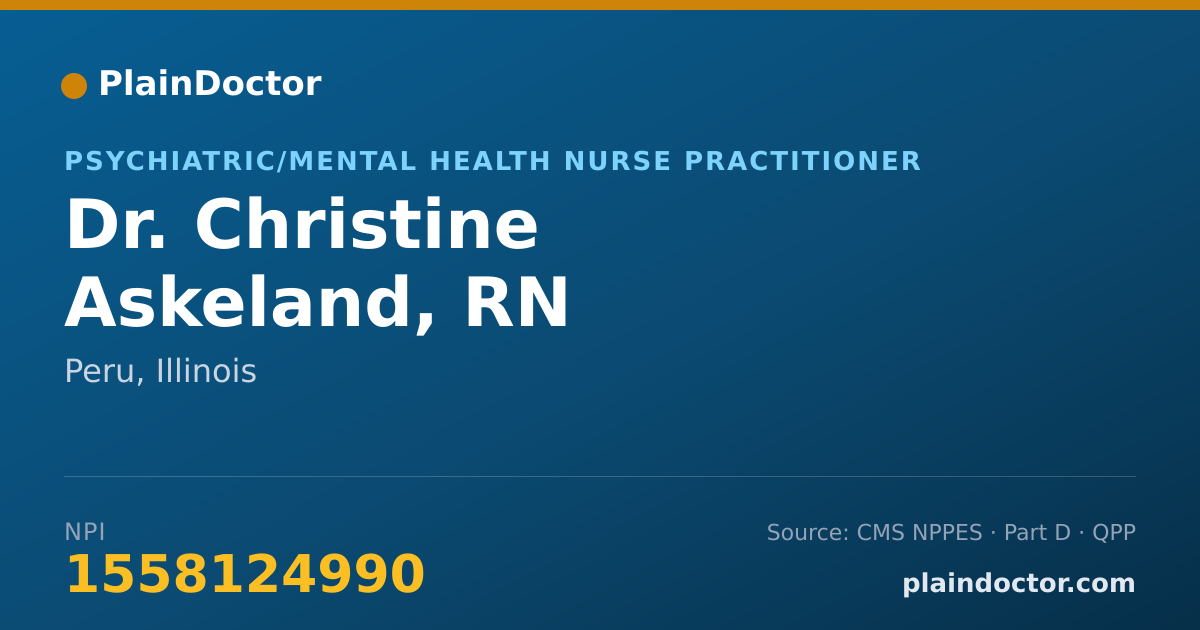 Shareable card for Christine Askeland, RN - Psychiatric/Mental Health Nurse Practitioner, Peru, IL