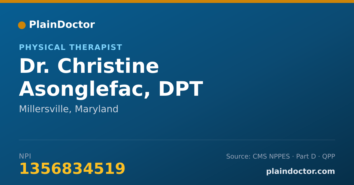 Shareable card for Christine Asonglefac, DPT - Physical Therapist, Millersville, MD