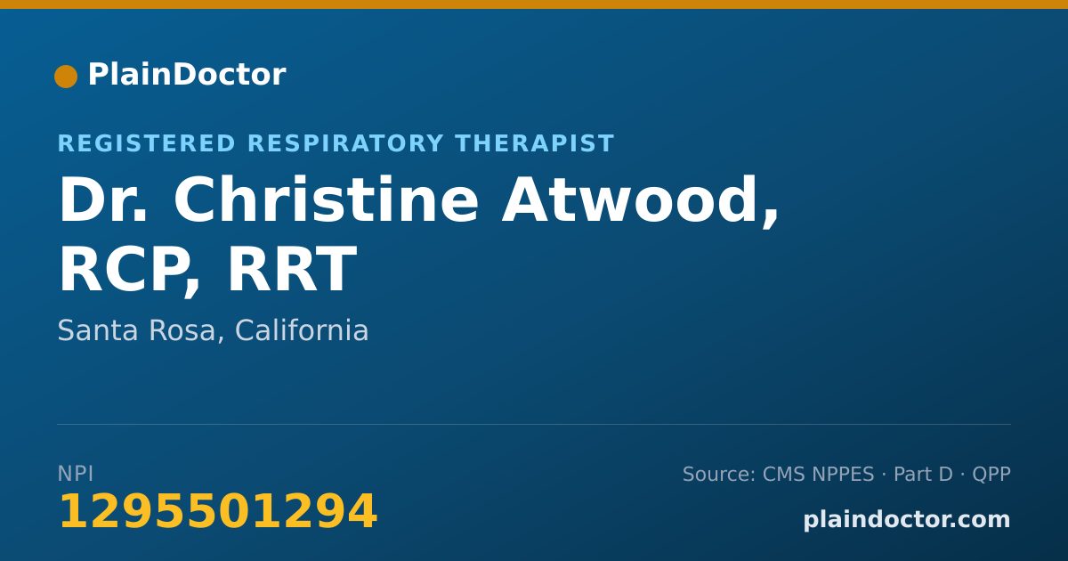 Shareable card for Christine Atwood, RCP, RRT - Registered Respiratory Therapist, Santa Rosa, CA