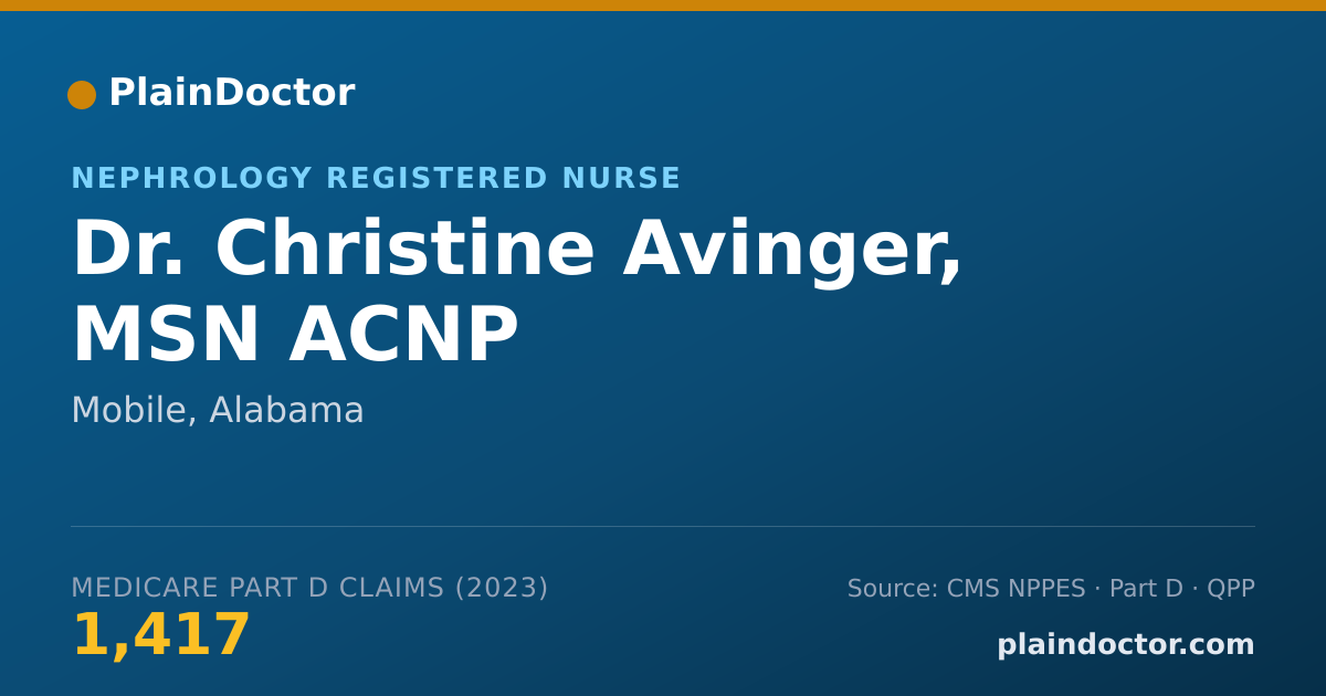 Shareable card for Christine Avinger, MSN ACNP - Nephrology Registered Nurse, Mobile, AL