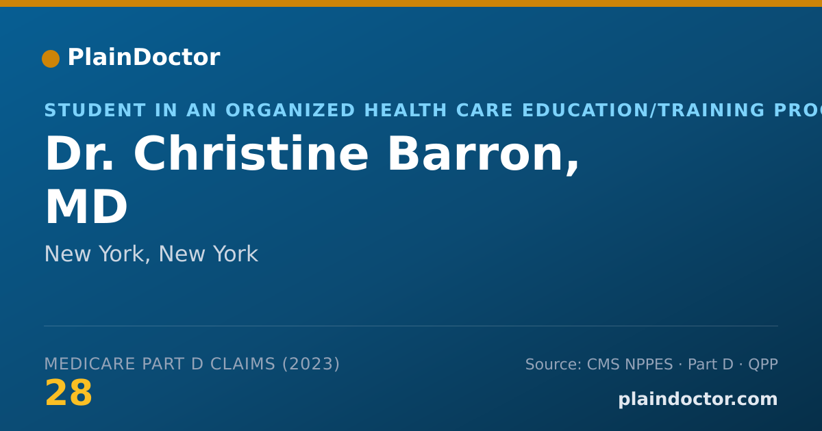 Shareable card for Christine Barron, MD - Student in an Organized Health Care Education/Training Program, New York, NY
