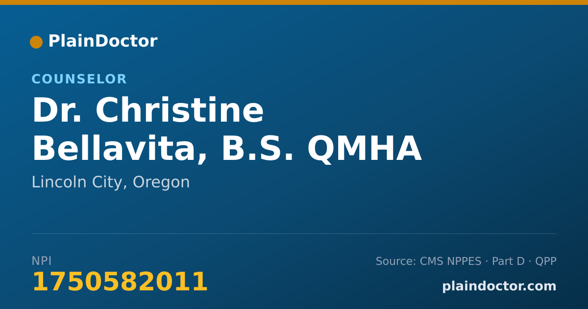 Shareable card for Christine Bellavita, B.S. QMHA - Counselor, Lincoln City, OR