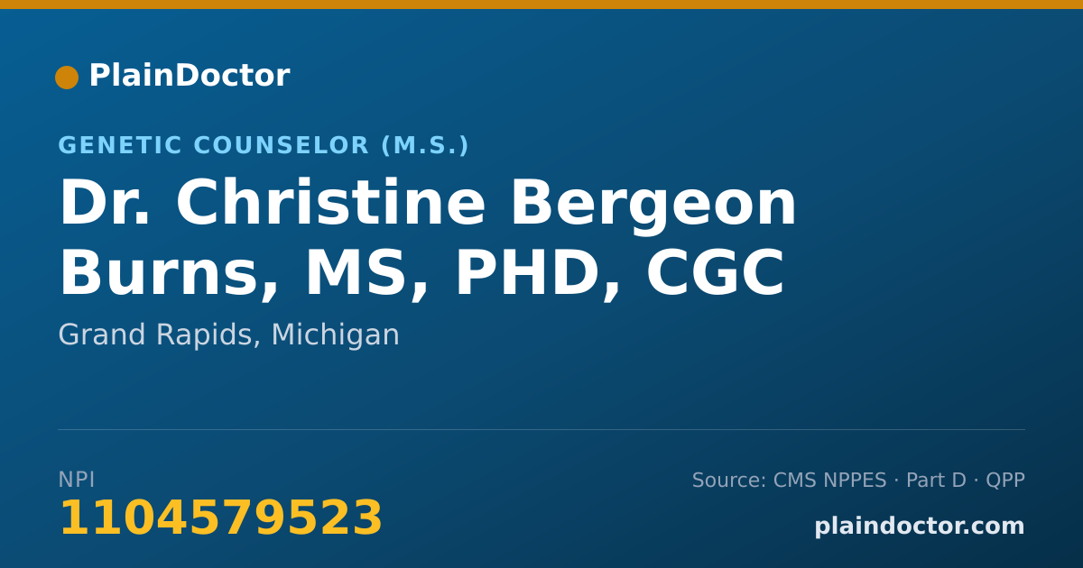 Shareable card for Christine Bergeon Burns, MS, PHD, CGC - Genetic Counselor (M.S.), Grand Rapids, MI