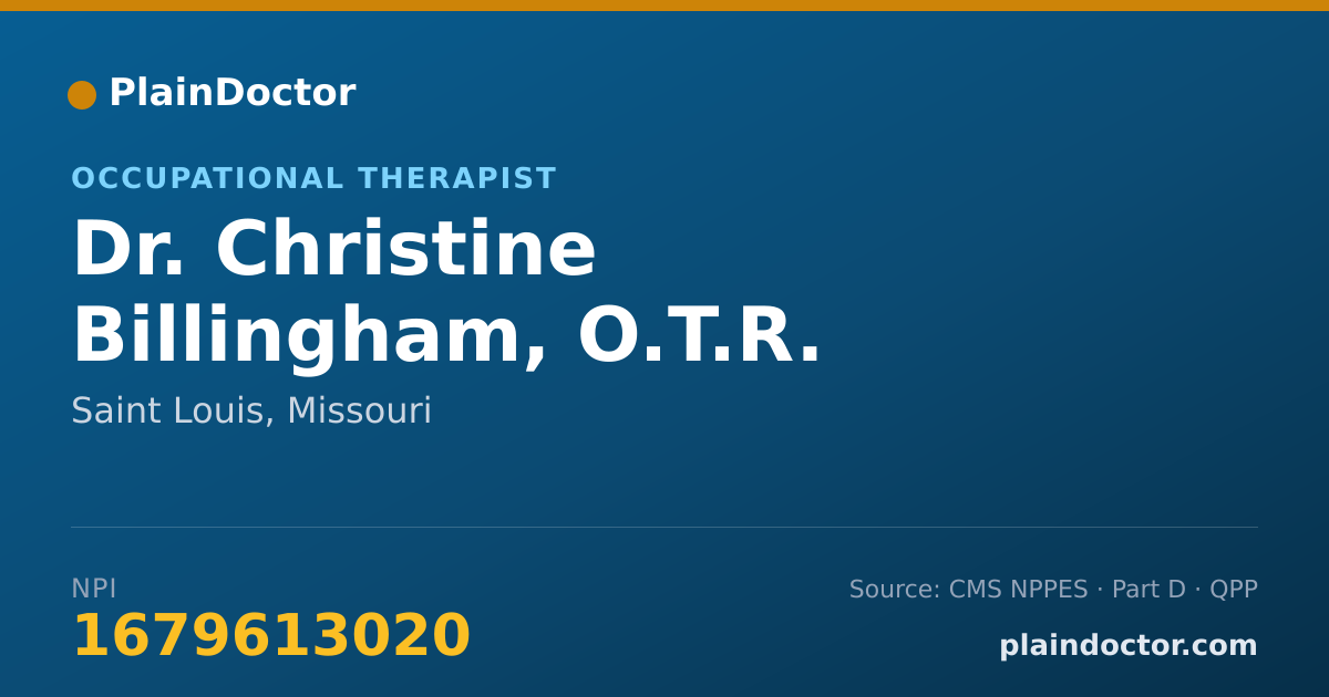 Shareable card for Christine Billingham, O.T.R. - Occupational Therapist, Saint Louis, MO