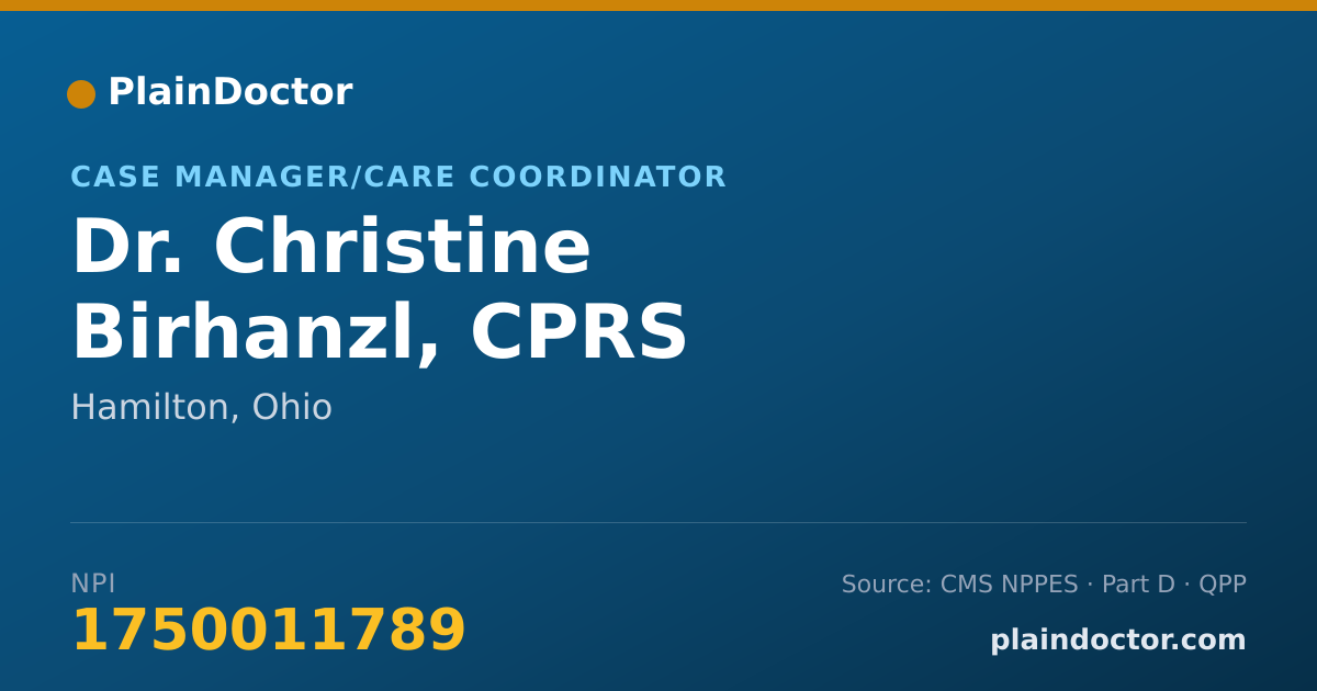 Shareable card for Christine Birhanzl, CPRS - Case Manager/Care Coordinator, Hamilton, OH