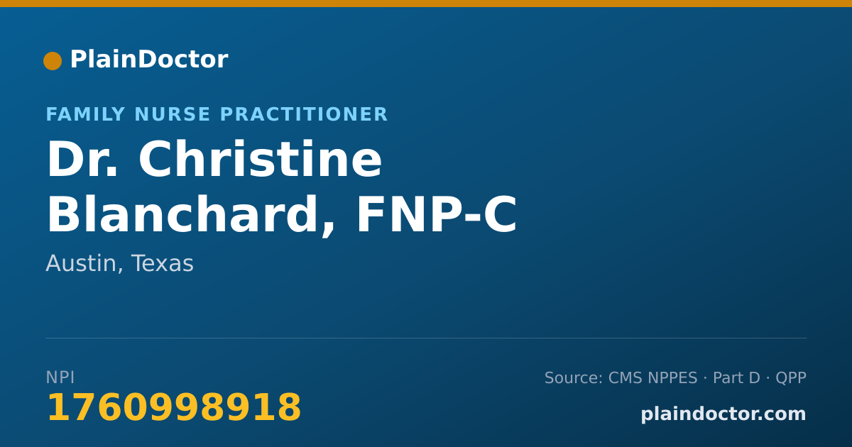 Shareable card for Christine Blanchard, FNP-C - Family Nurse Practitioner, Austin, TX