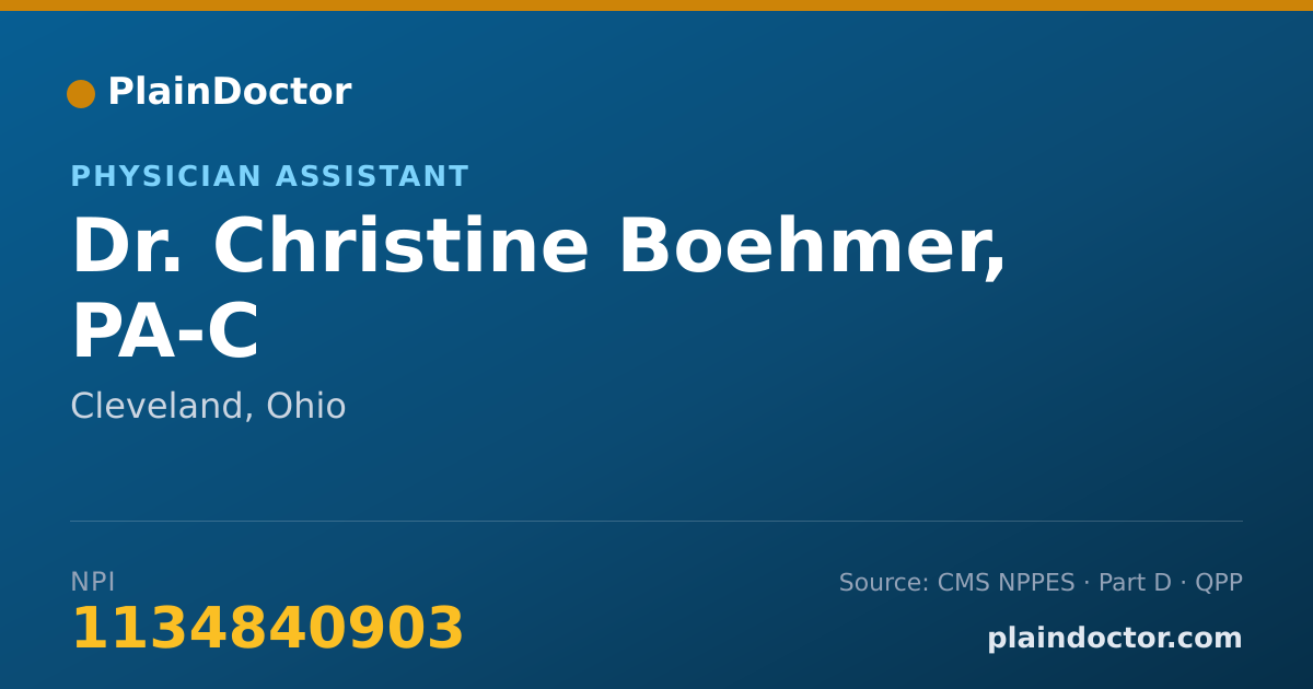 Shareable card for Christine Boehmer, PA-C - Physician Assistant, Cleveland, OH