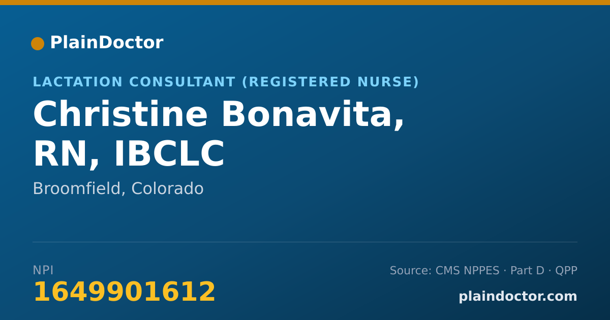 Shareable card for Christine Bonavita, RN, IBCLC - Lactation Consultant (Registered Nurse), Broomfield, CO