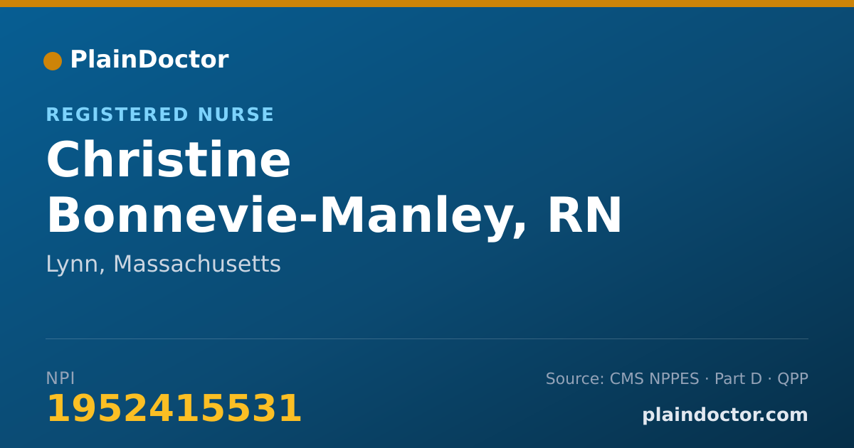 Shareable card for Christine Bonnevie-Manley, RN - Registered Nurse, Lynn, MA