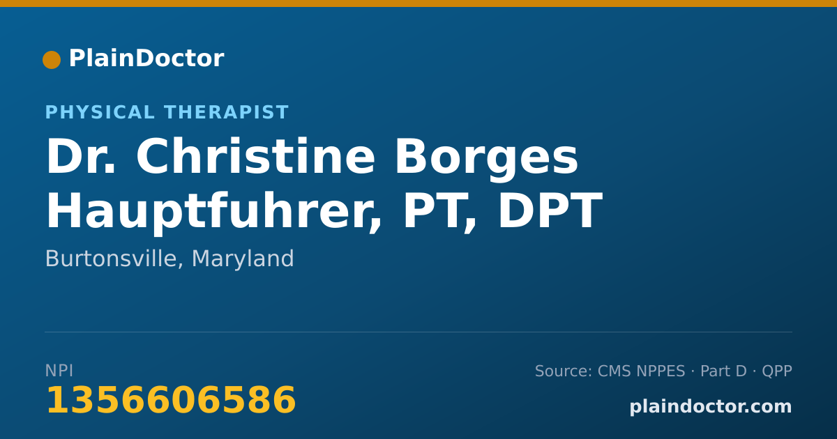 Shareable card for Christine Borges Hauptfuhrer, PT, DPT - Physical Therapist, Burtonsville, MD