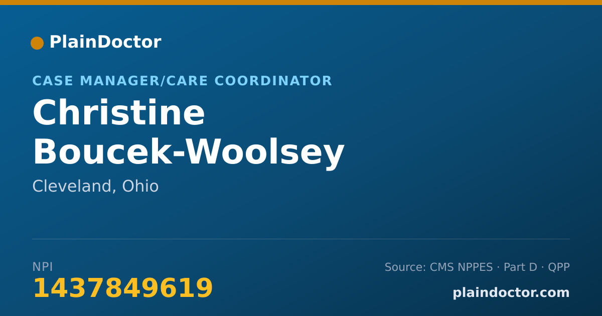 Shareable card for Christine Boucek-Woolsey - Case Manager/Care Coordinator, Cleveland, OH