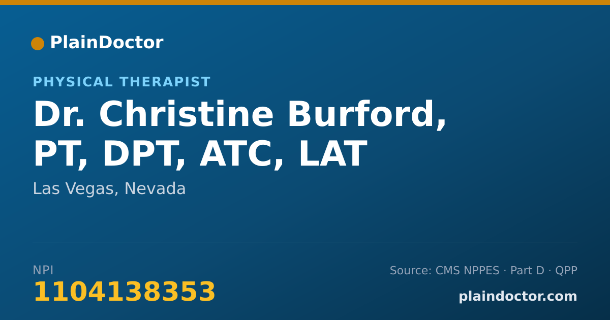 Shareable card for Christine Burford, PT, DPT, ATC, LAT - Physical Therapist, Las Vegas, NV