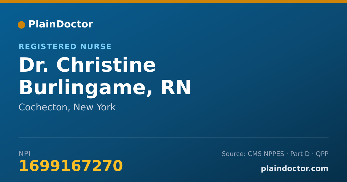 Shareable card for Christine Burlingame, RN - Registered Nurse, Cochecton, NY
