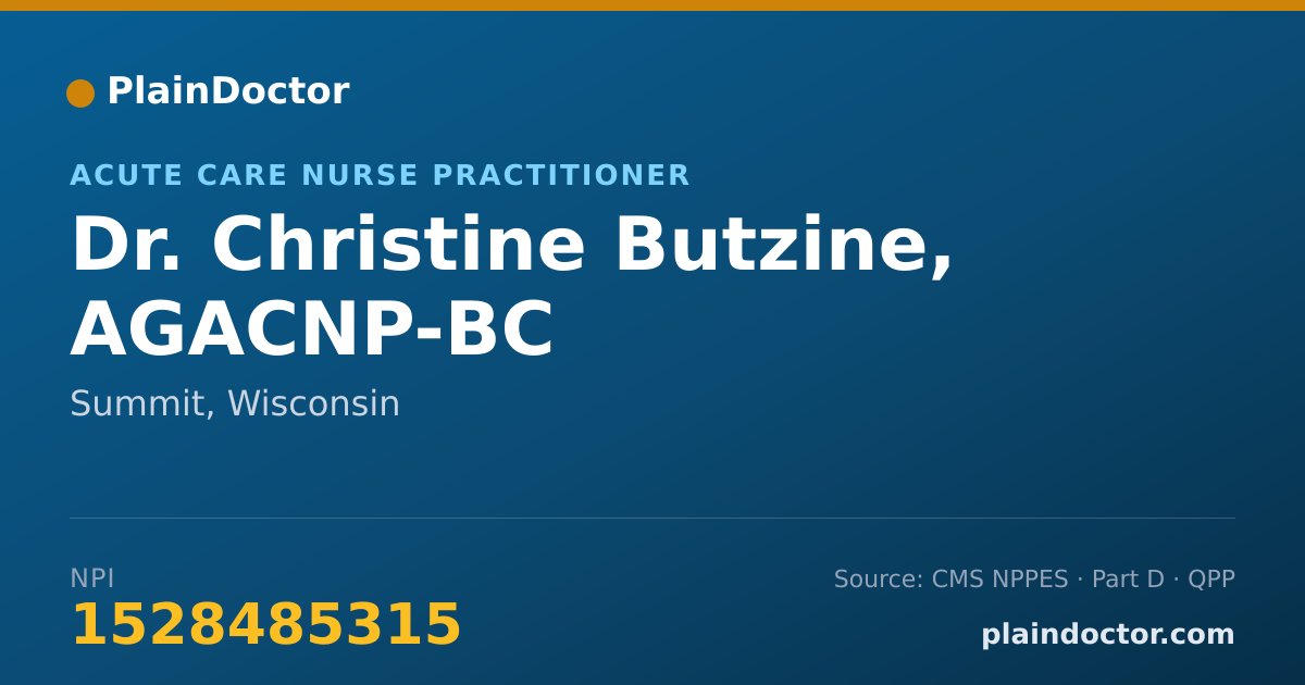 Shareable card for Christine Butzine, AGACNP-BC - Acute Care Nurse Practitioner, Summit, WI
