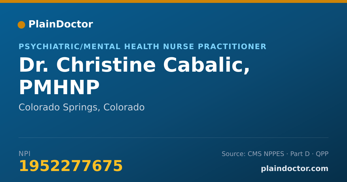 Shareable card for Christine Cabalic, PMHNP - Psychiatric/Mental Health Nurse Practitioner, Colorado Springs, CO