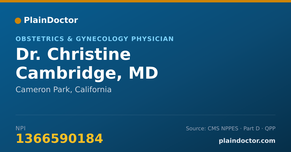 Shareable card for Christine Cambridge, MD - Obstetrics & Gynecology Physician, Cameron Park, CA