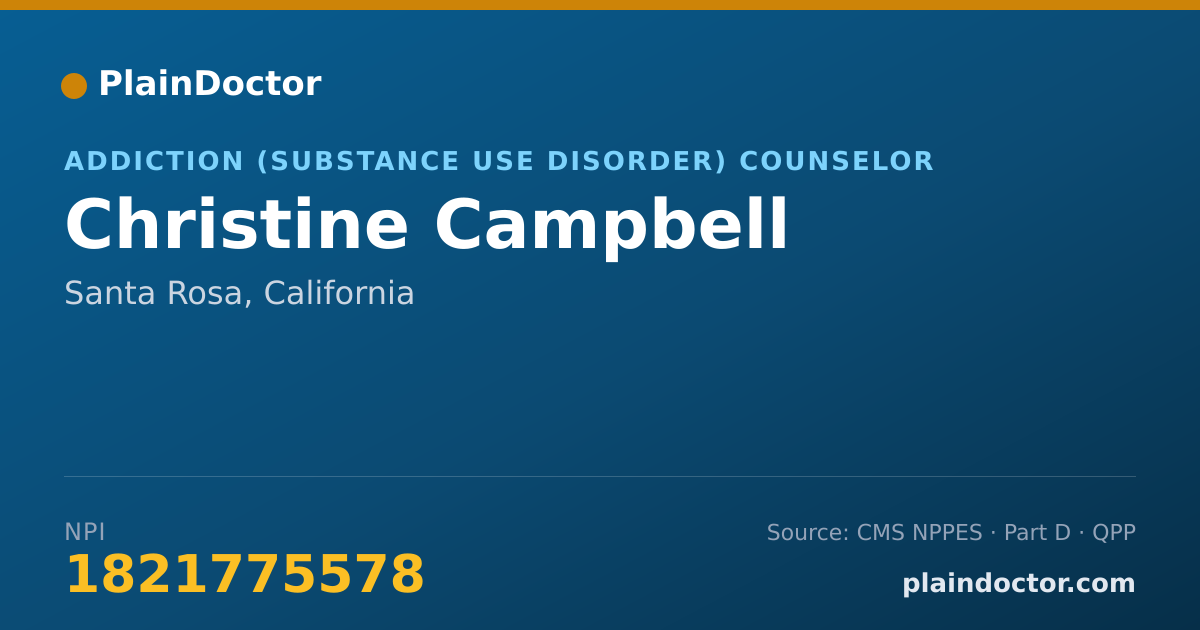 Shareable card for Christine Campbell - Addiction (Substance Use Disorder) Counselor, Santa Rosa, CA
