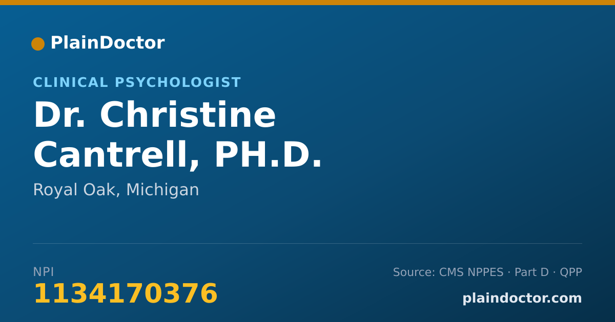Shareable card for Christine Cantrell, PH.D. - Clinical Psychologist, Royal Oak, MI